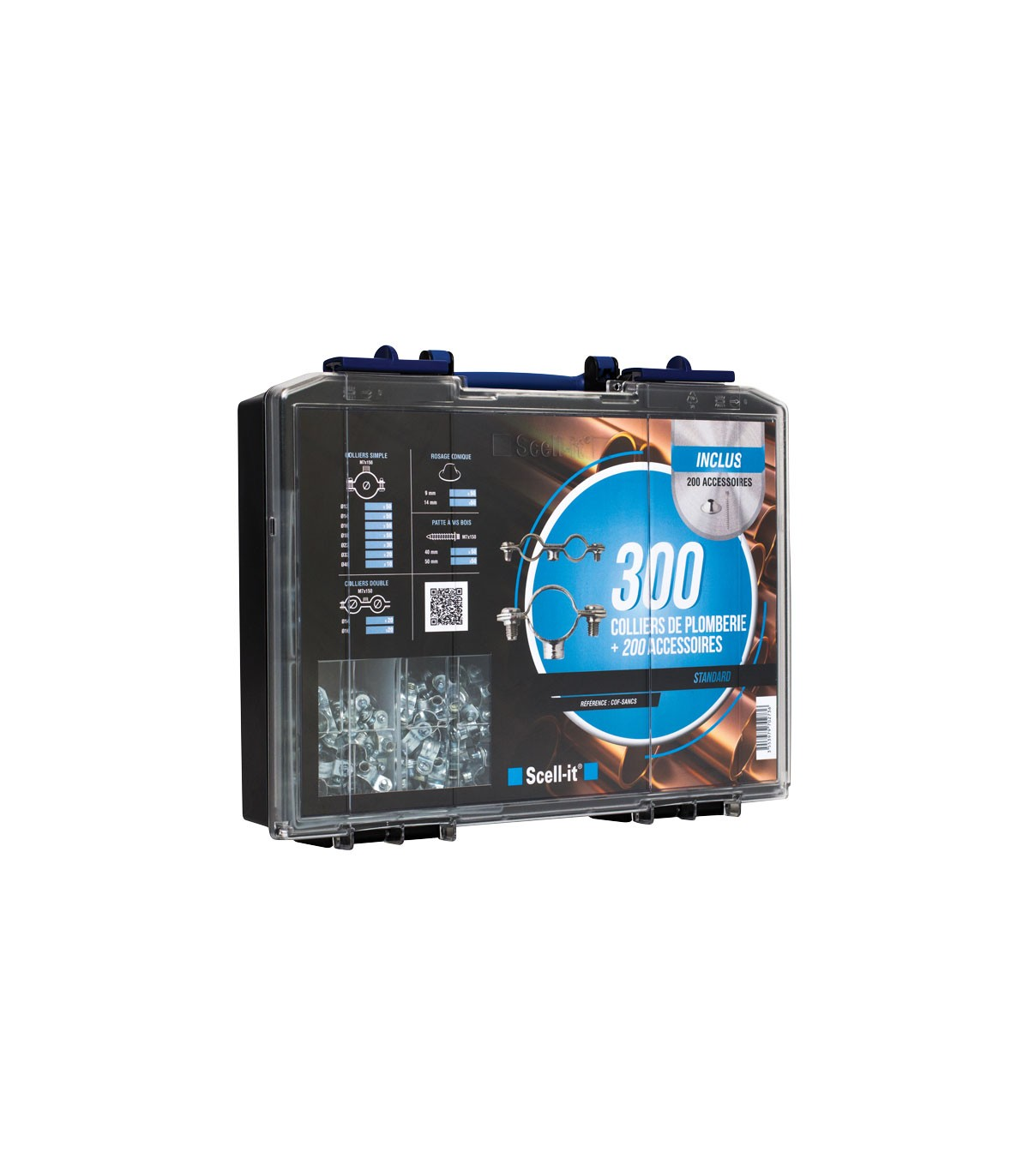 Coffret 300 colliers plomberie acier zingué brillant SCELL-IT