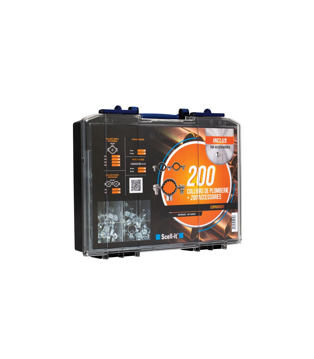 Coffret 200 colliers isophoniques acier zingué blanc SCELL-IT