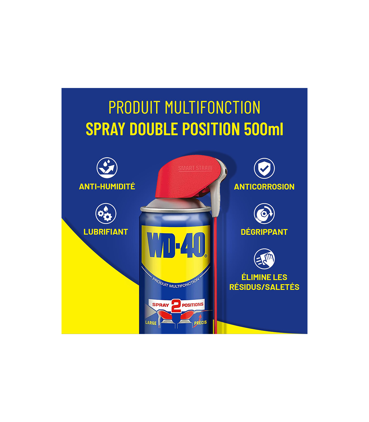 Lubrifiant multifonction spray double position 500ml WD-40