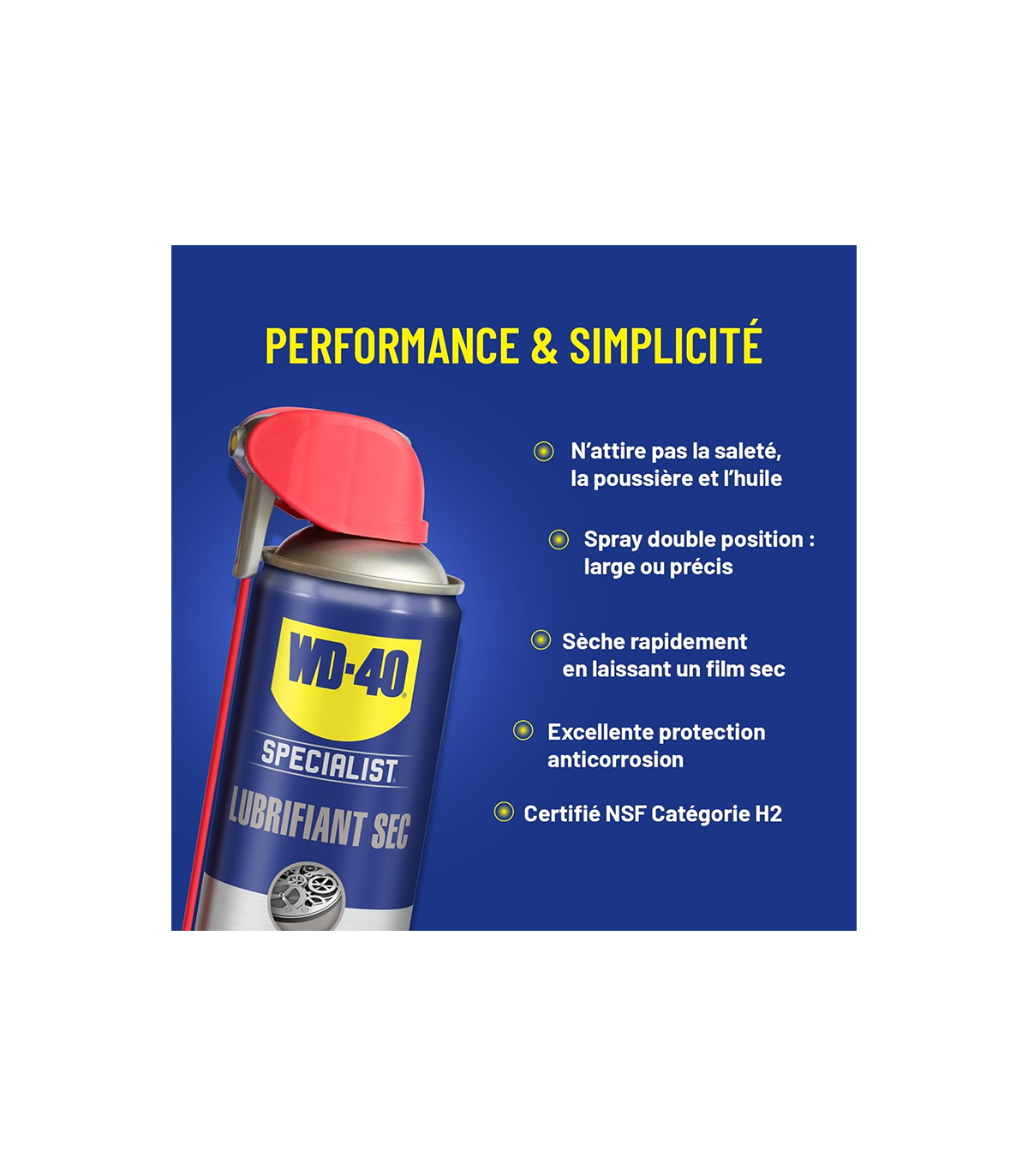 Lubrifiant sec au PTFE spray double position 400ml SPECIALIST WD-40