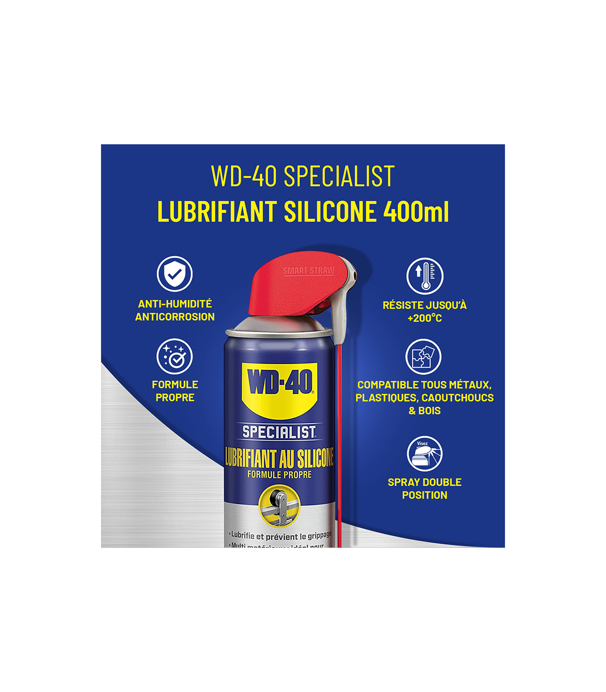 Lubrifiant au silicone spray double position 400ml SPECIALIST WD-40