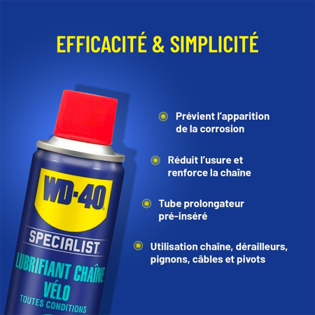 Lubrifiant chaîne vélo toutes conditions 250ml SPECIALIST WD-40