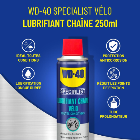 Lubrifiant chaîne vélo toutes conditions 250ml SPECIALIST WD-40