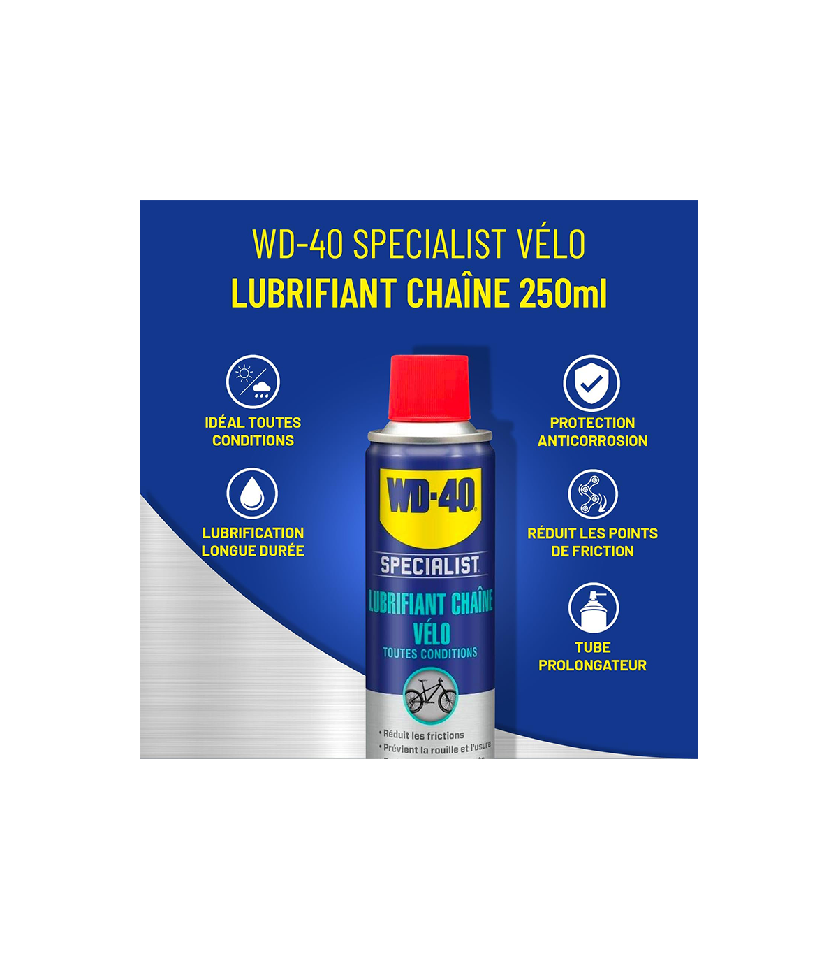Lubrifiant chaîne vélo toutes conditions 250ml SPECIALIST WD-40