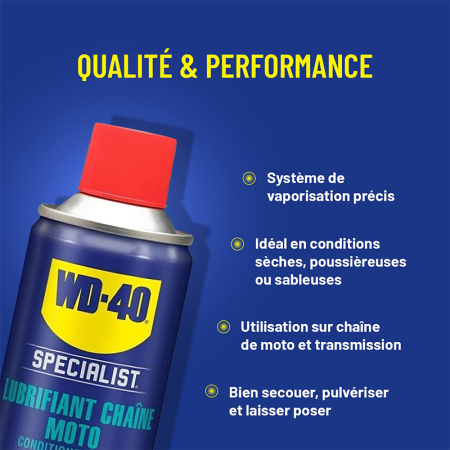 Lubrifiant chaîne moto conditions sèches 400ml SPECIALIST WD-40