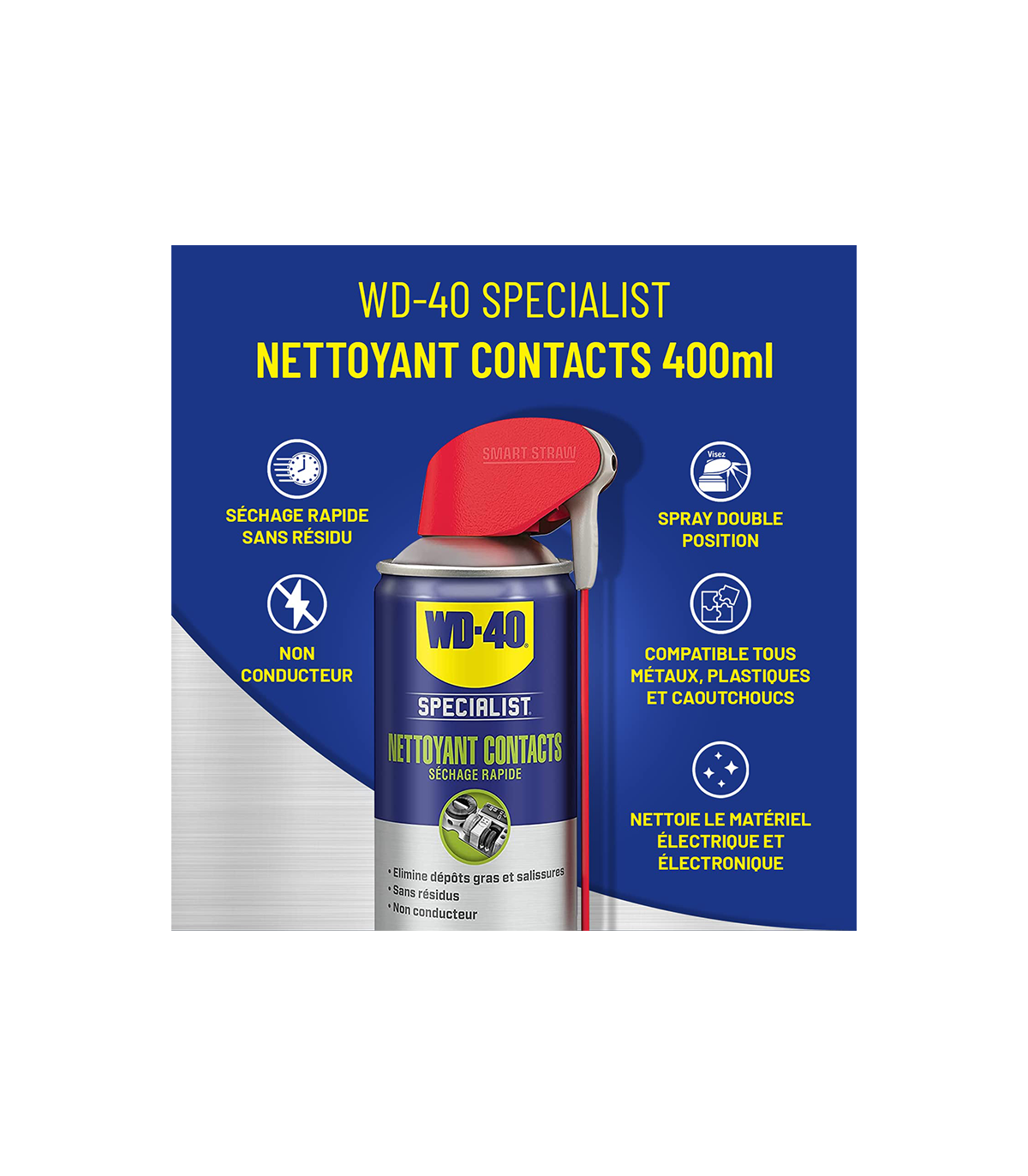 Nettoyant contact séchage rapide spray double position 400ml SPECIALIST WD-40