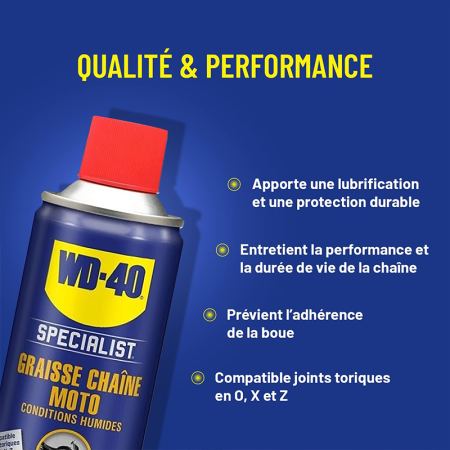 Graisse pour chaîne de moto conditions humides SPECIALIST WD-40