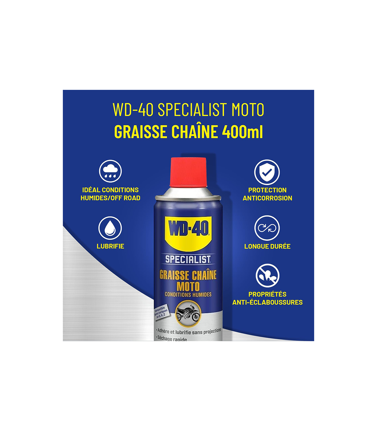 Graisse pour chaîne de moto conditions humides SPECIALIST WD-40