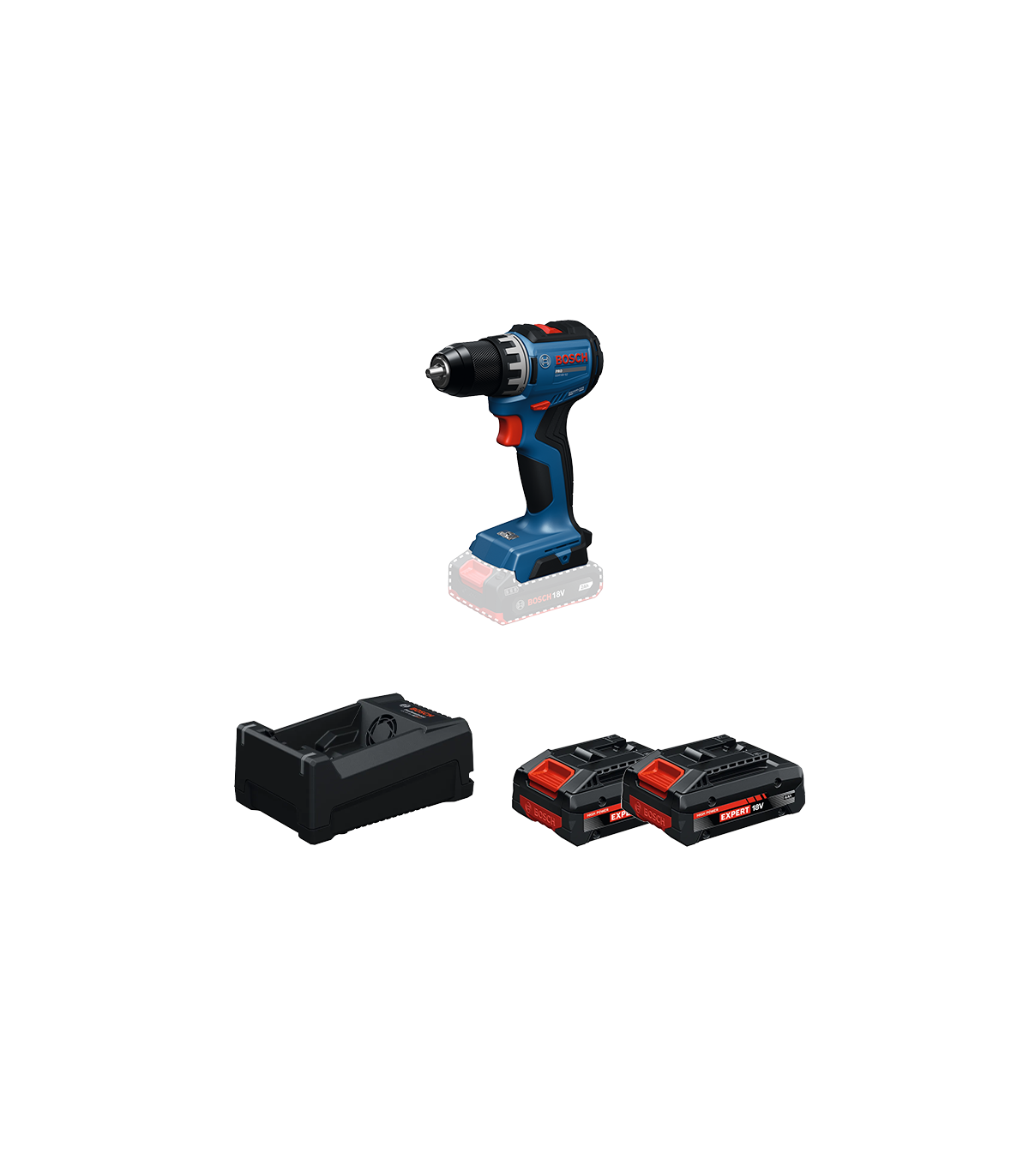 Perceuse visseuse GSR 18V-52 + 2 Batteries EXPERT 4 Ah + 1 Chargeur GAL 12V/18V-80 BOSCH