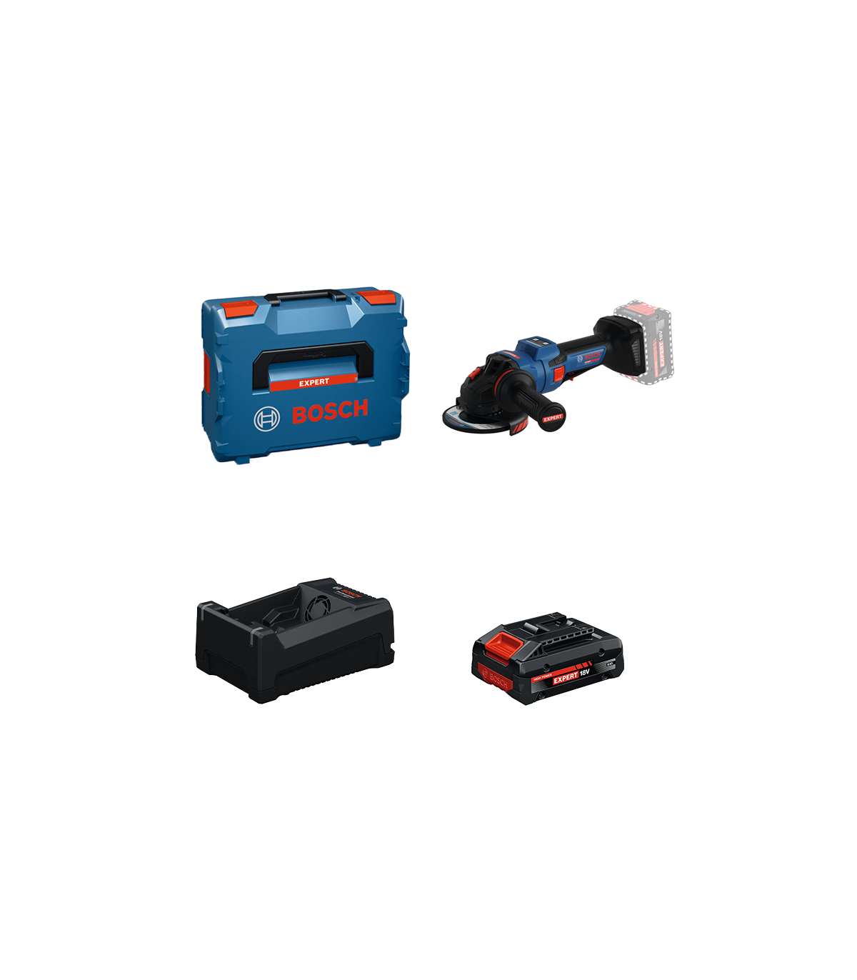 Meuleuse Ø125 mm EXPERT EXWS18V-15PS + 1 Batterie EXPERT 4 Ah + 1 Chargeur GAL 12V/18V-80 BOSCH