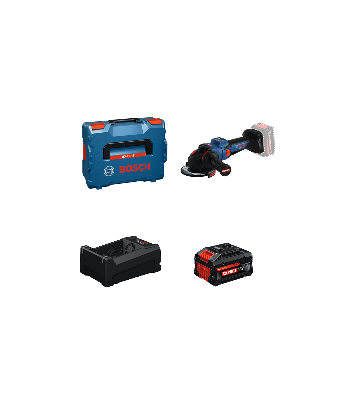 Meuleuse Ø125 mm EXPERT EXWS18V-15PS + 1 Batterie EXPERT 5,5 Ah + 1 Chargeur GAL 12V/18V-80BOSCH