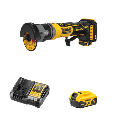 Meuleuse compacte 76mm XR 18V DCG430N-XJ + 1 batterie 18V 5 Ah + 1 Chargeur DCB1104-QW DEWALT