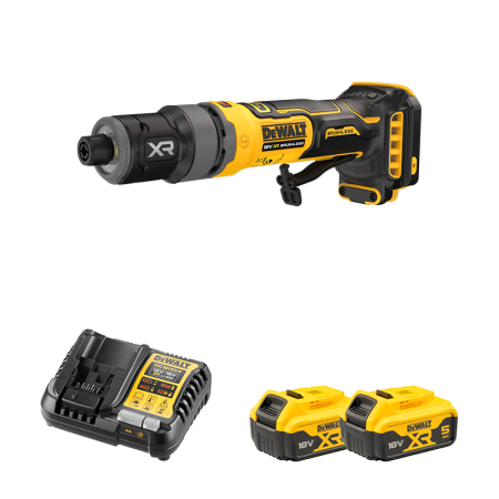 Meuleuse droite compacte XR 18V DCG420N-XJ + 2 batteries 18V 5 Ah + 1 Chargeur DCB1104-QW DEWALT