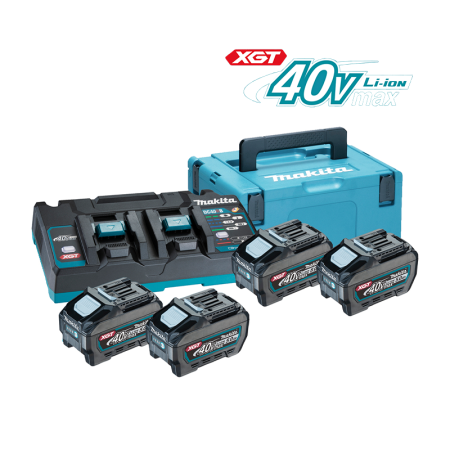 Pack XGT 40V 4 batteries BL4050F 5 Ah + Chargeur double rapide DC40RB MAKITA