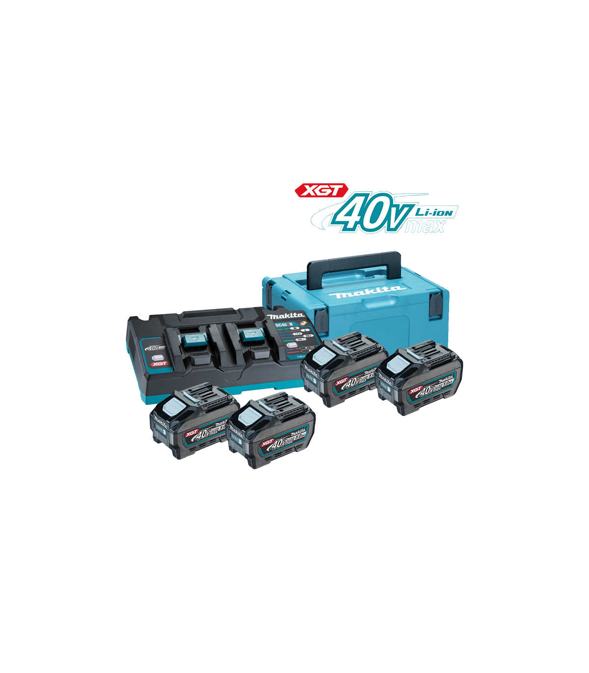 Pack XGT 40V 4 batteries BL4050F 5 Ah + Chargeur double rapide DC40RB MAKITA