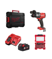 Perceuse visseuse à percussion 18V M18 FPD3-0X + 1 batterie 18V 5 Ah + 1 chargeur M12-18FC + 31 embouts de vissage MILWAUKEE