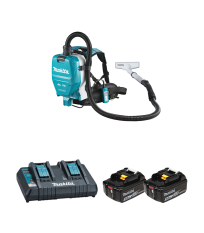 Aspirateur dorsal 2x18V DVC261ZX14 + 2 batteries BL1850B 18V 5 Ah + chargeur double DC18RD MAKITA