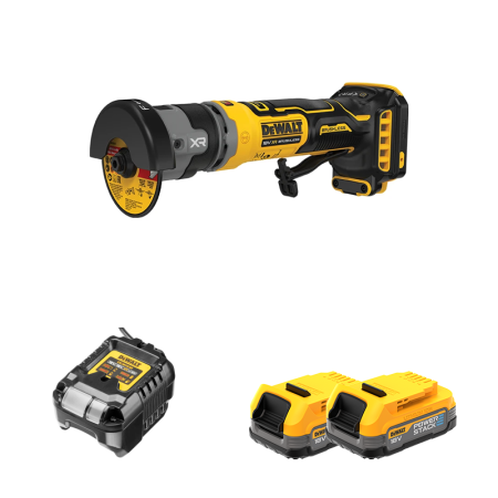 Meuleuse compacte 76mm XR 18V DCG430N-XJ + 2 batteries 18V 1,7 Ah PowerStack + 1 Chargeur DCB1102-QW DEWALT