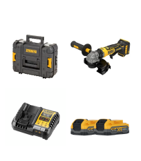 Meuleuse Ø125 mm 18V DCG404NT-XJ + 2 batteries 18V 3,5 Ah PowerStack + 1 Chargeur DCB1104-QW DEWALT