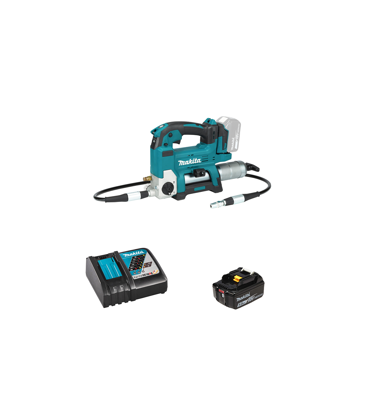 Pompe à graisse DGP180Z + 1 batterie BL1850B 18V 5 Ah + 1 chargeur rapide DC18RC MAKITA