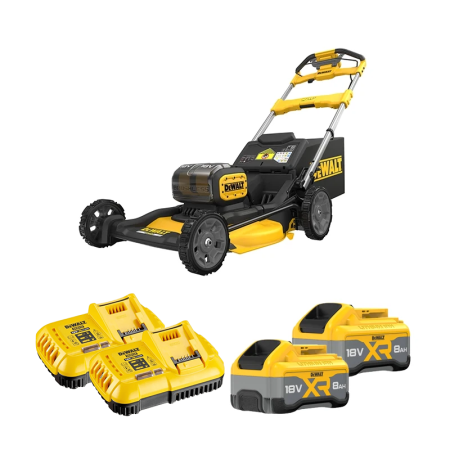 Tondeuse 2 x 18V DCMWSP156N-XJ + 2 batteries 18V 8 Ah + 2 chargeurs DCB118-QW DEWALT
