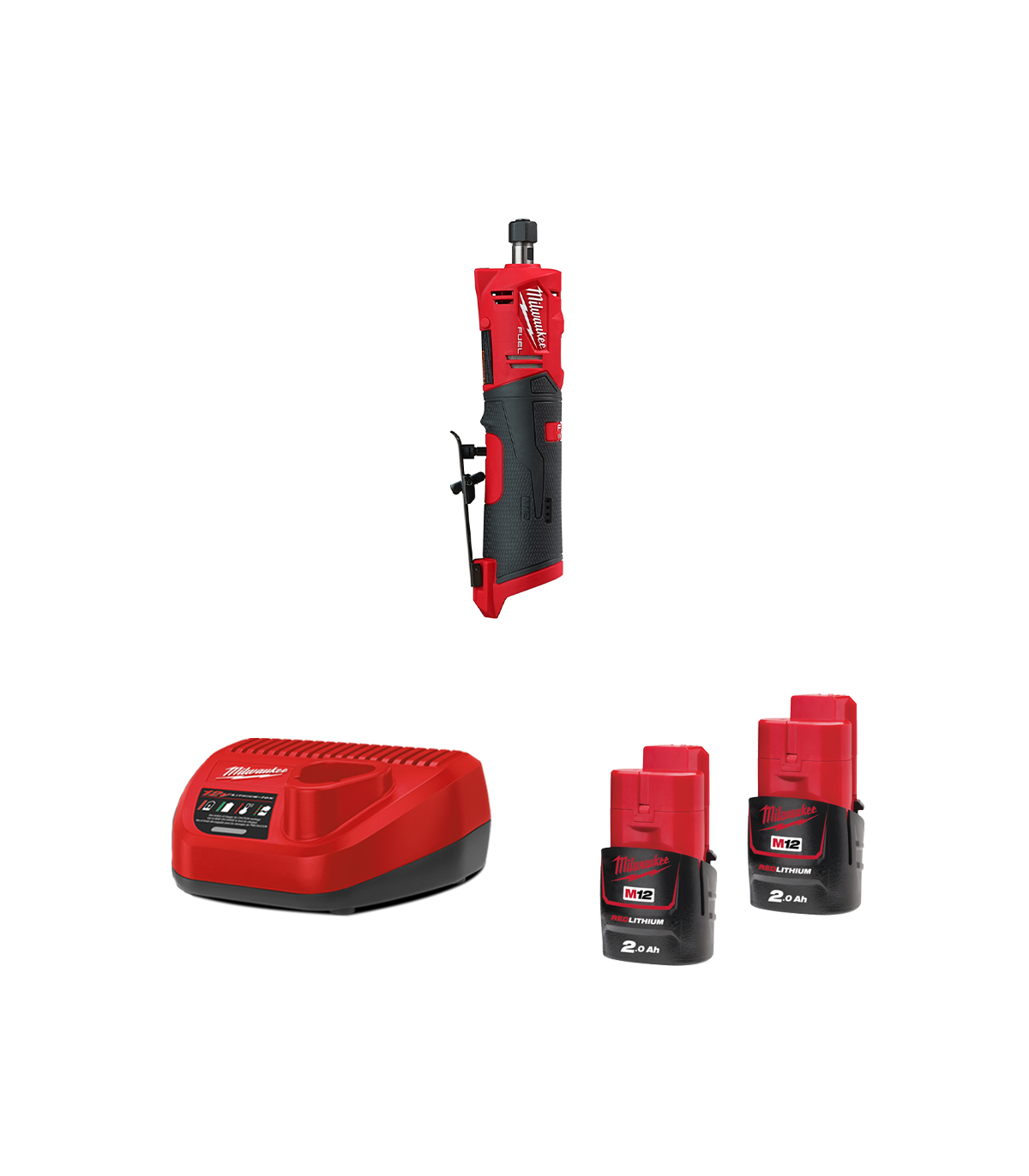 Meuleuse droite M12 FDGS-0 + 2 batteries 12V 2 Ah + chargeur C12 C MILWAUKEE