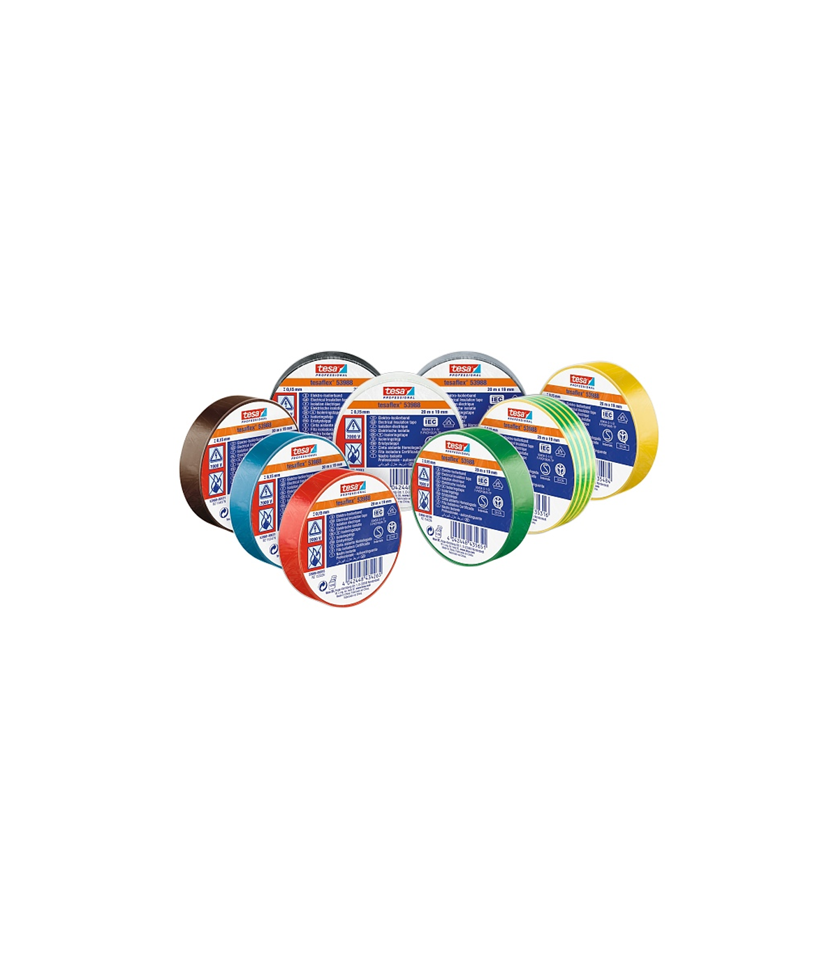 Lot de 10 Ruban adhésif isolant "53988" 10 m x 15 mm TESA