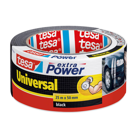 Ruban adhésif toilé extra Power Universal 25 m x 50 mm noir TESA