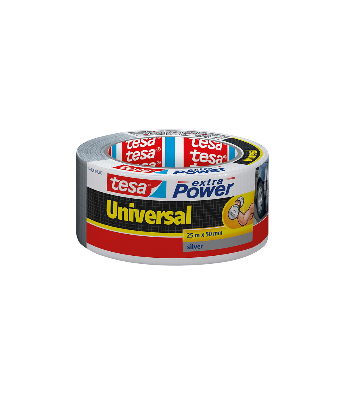 Ruban adhésif toilé extra Power Universal 25 m x 50 mm argent TESA