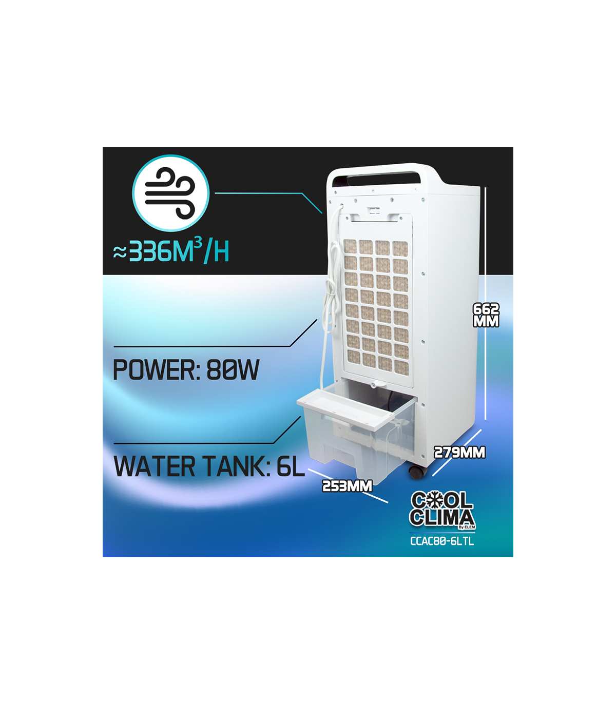Rafraichisseur d air 80W 6L COOL CLIMA