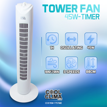 Ventilateur colonne 45W 80 cm COOL CLIMA