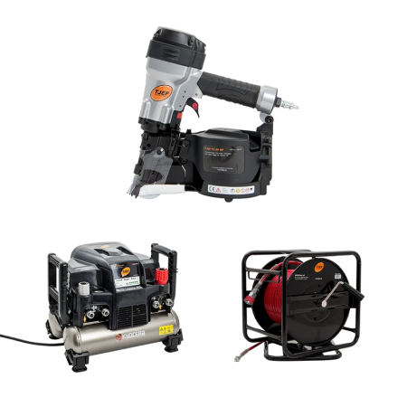 Pack Cloueur à rouleau pneumatique TJEP PC 90 HP 2G + Compresseur haute pression 9/20 HP + Enrouleur TJEP