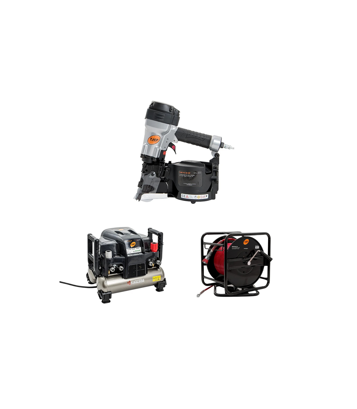 Pack Cloueur à rouleau pneumatique TJEP PC 90 HP 2G + Compresseur haute pression 9/20 HP + Enrouleur TJEP