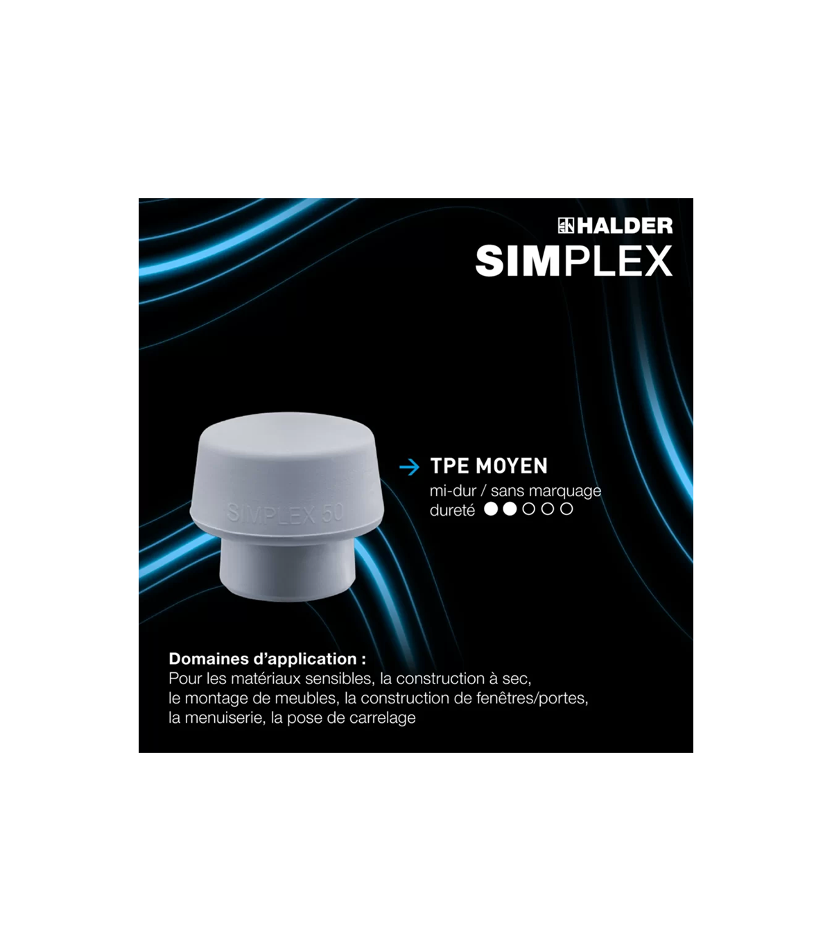 Embout SIMPLEX 50:40 TPE moyen gris Ø50mm HALDER
