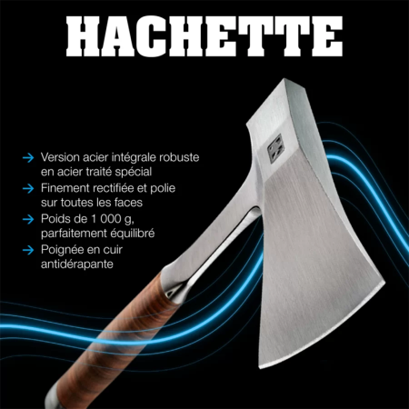 Hachette à manche en cuir 90x370mm HALDER