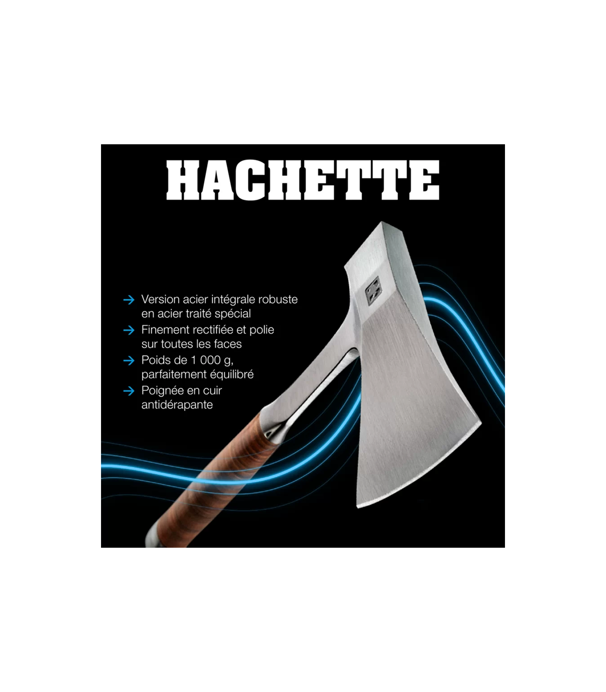 Hachette à manche en cuir 90x370mm HALDER