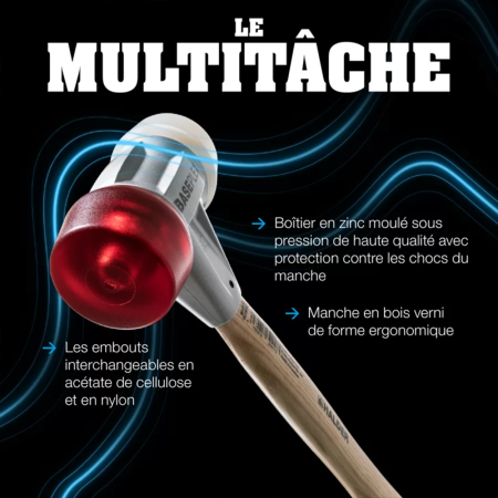 Maillet BASEPLEX nylon / acétate de cellulose Ø30mm HALDER