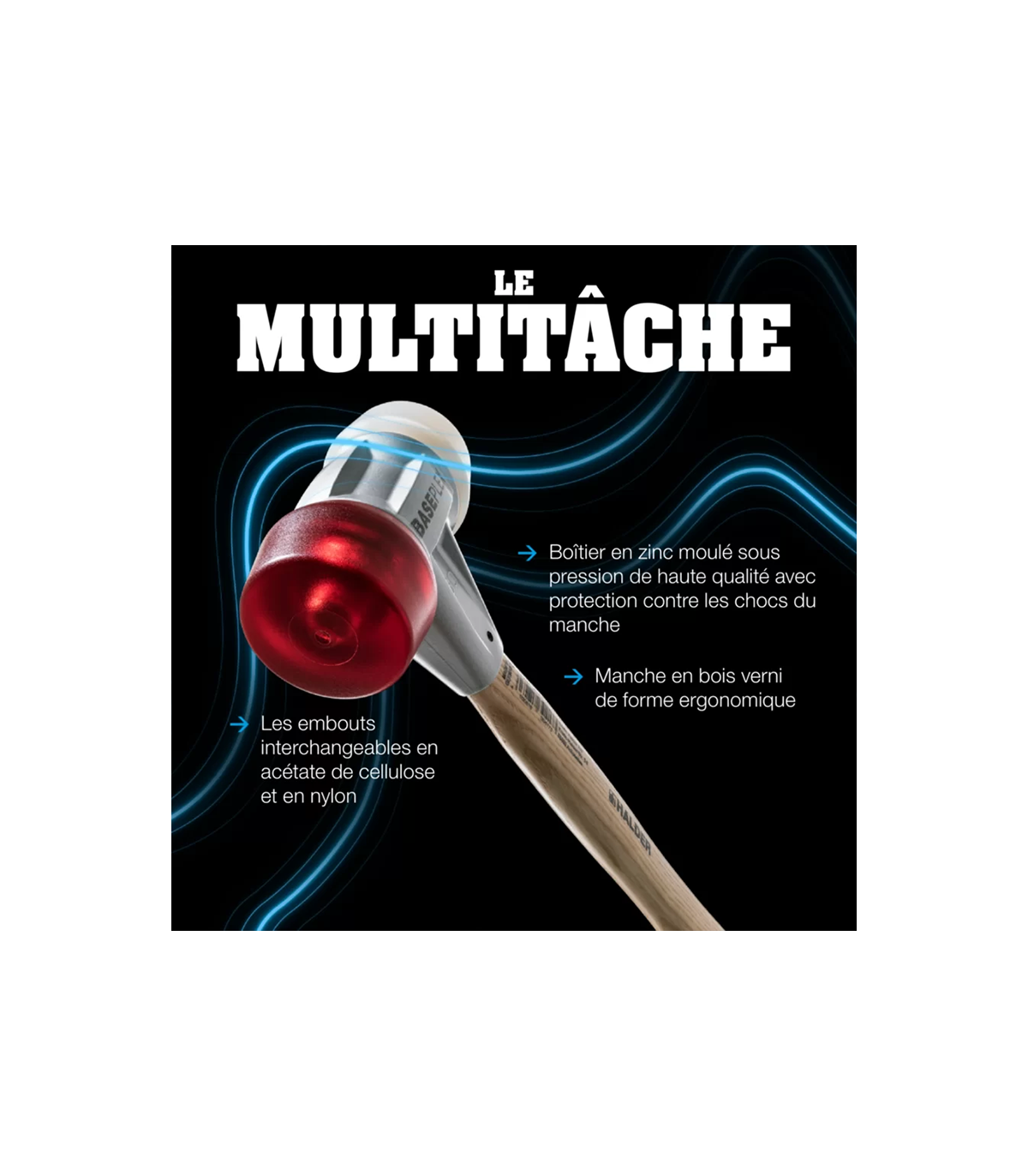 Maillet BASEPLEX nylon / acétate de cellulose Ø30mm HALDER