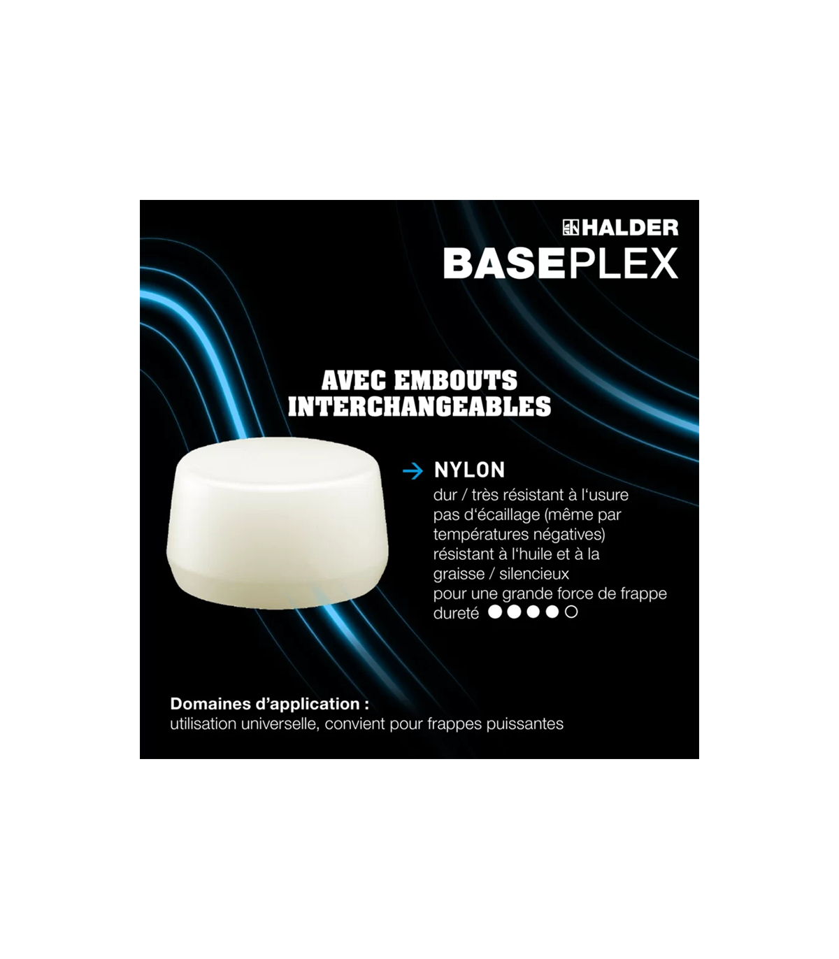Maillet BASEPLEX nylon / acétate de cellulose Ø30mm HALDER