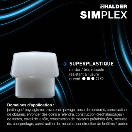 Maillet SIMPLEX caoutchouc chargé avec pied / superplastique Ø60mm HALDER