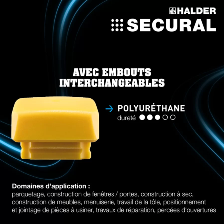 Maillet SECURAL tête 30x40 mm sans rebond, poignée spéciale HALDER