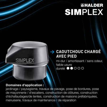 Maillet SIMPLEX caoutchouc chargé avec pied / superplastique Ø80mm HALDER