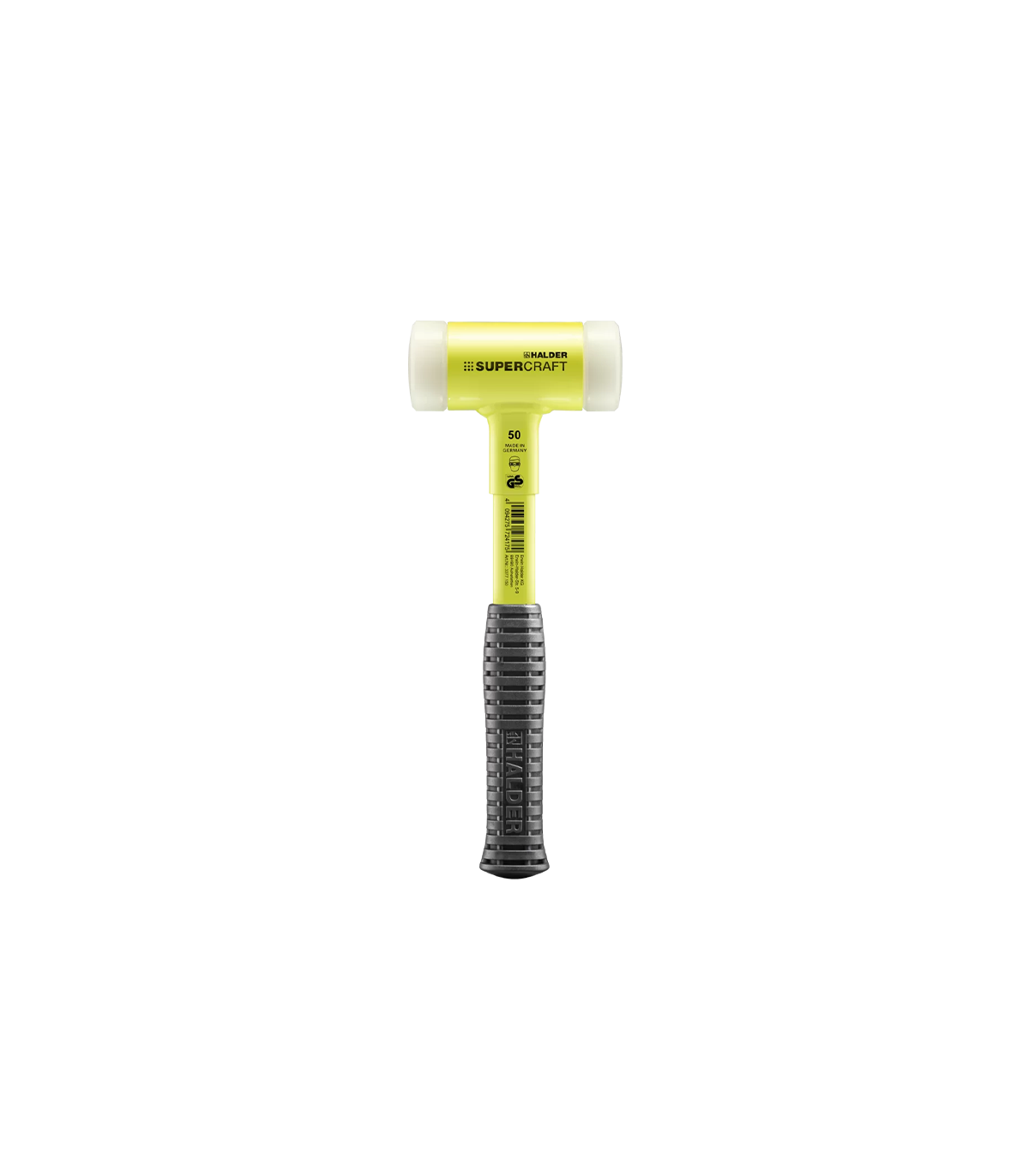 Maillet SUPERCRAFT manche acier incassable jaune fluorescent Ø50mm HALDER
