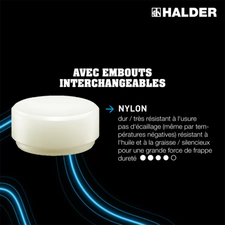 Maillet SUPERCRAFT manche acier incassable jaune fluorescent Ø60mm HALDER