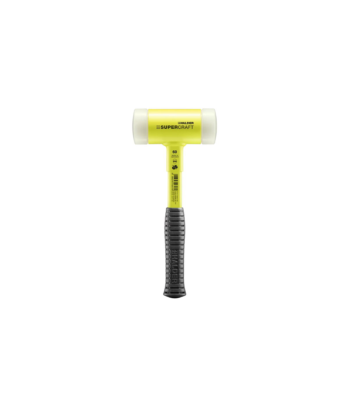 Maillet SUPERCRAFT manche acier incassable jaune fluorescent Ø60mm HALDER