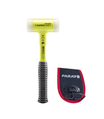 Maillet SUPERCRAFT manche acier incassable jaune fluorescent Ø50mm + porte marteau HALDER