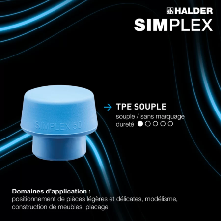 Kit de demarrage maillet SIMPLEX caoutchouc chargé avec pied / superplastique / TPE souple / moyen Ø80mm HALDER