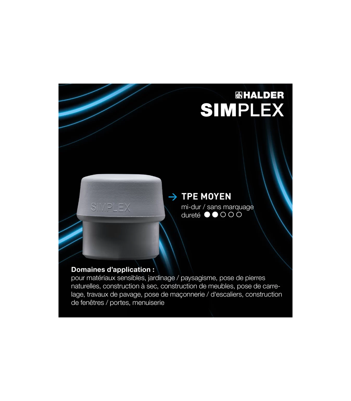 Kit de demarrage maillet SIMPLEX caoutchouc chargé avec pied / superplastique / TPE souple / moyen Ø80mm HALDER