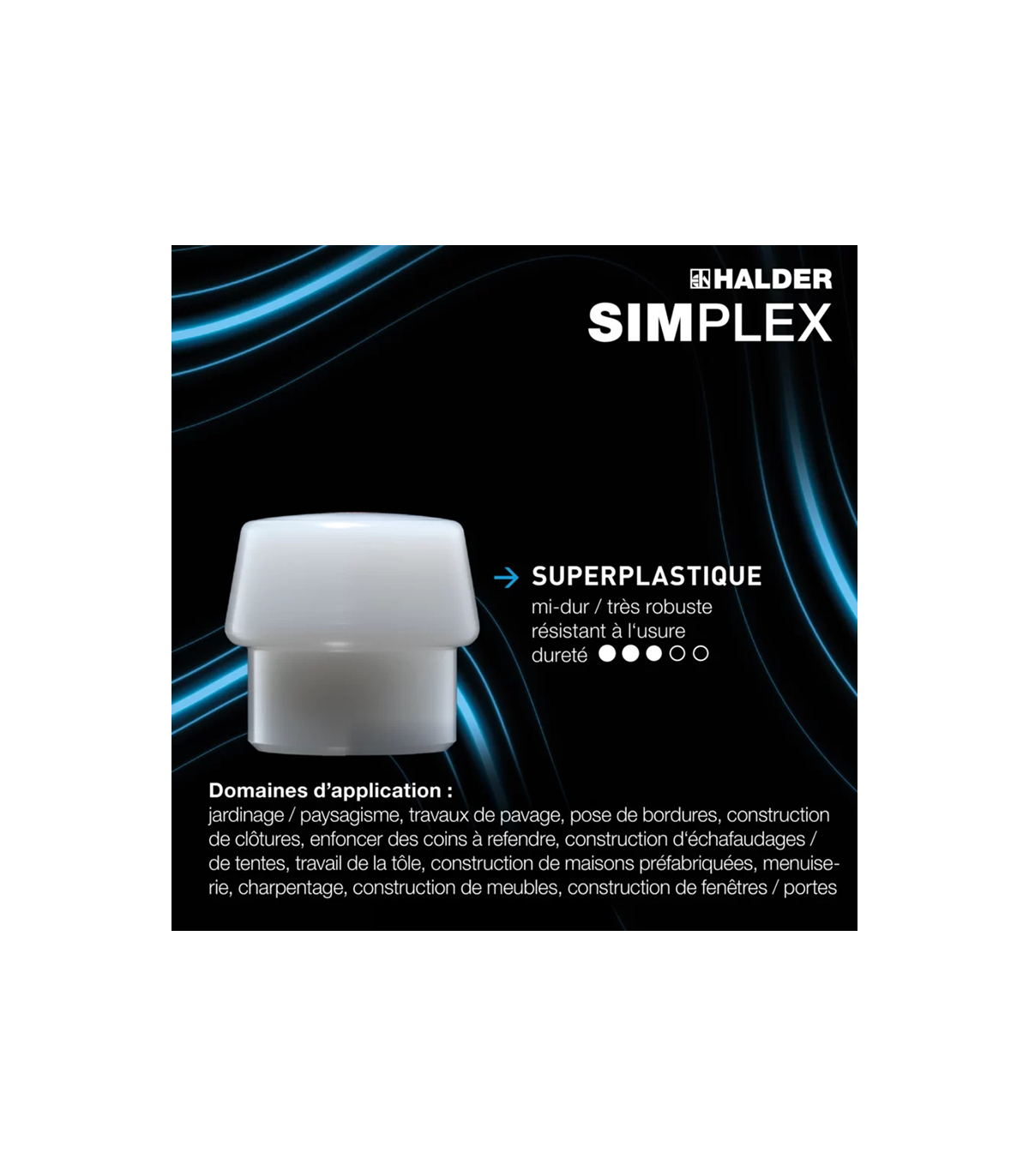Kit de demarrage maillet SIMPLEX caoutchouc chargé avec pied / superplastique / TPE souple / moyen Ø80mm HALDER