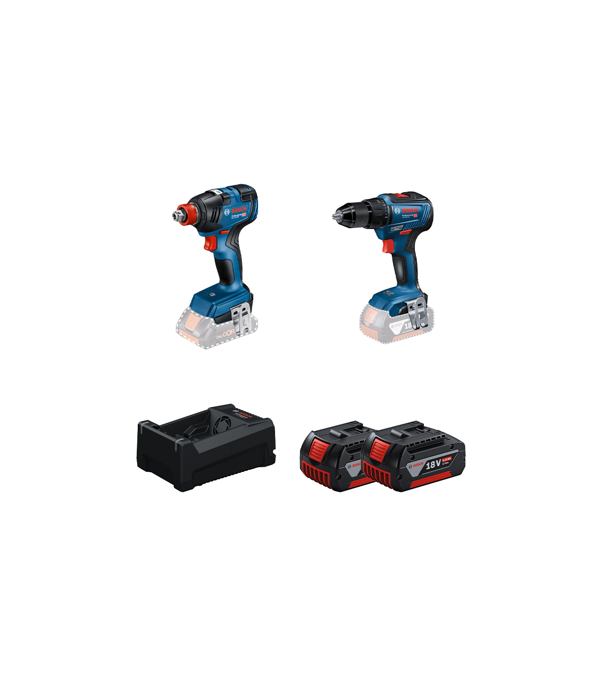 Pack 2 outils 18V Visseuse à chocs / Boulonneuse GDX 18V-200 + Perceuse-visseuse GSR 18V-55 BOSCH